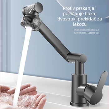 Slavina od nehrđajućeg čelika za umivaonik s keramičkim disk ventilom, moderni dizajn, 20 mm ulaz/izlaz, ugradnja ključem