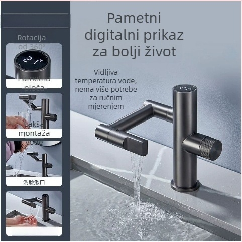 Slavina od nehrđajućeg čelika za umivaonik s keramičkim disk ventilom, moderni dizajn, 20 mm ulaz/izlaz, ugradnja ključem