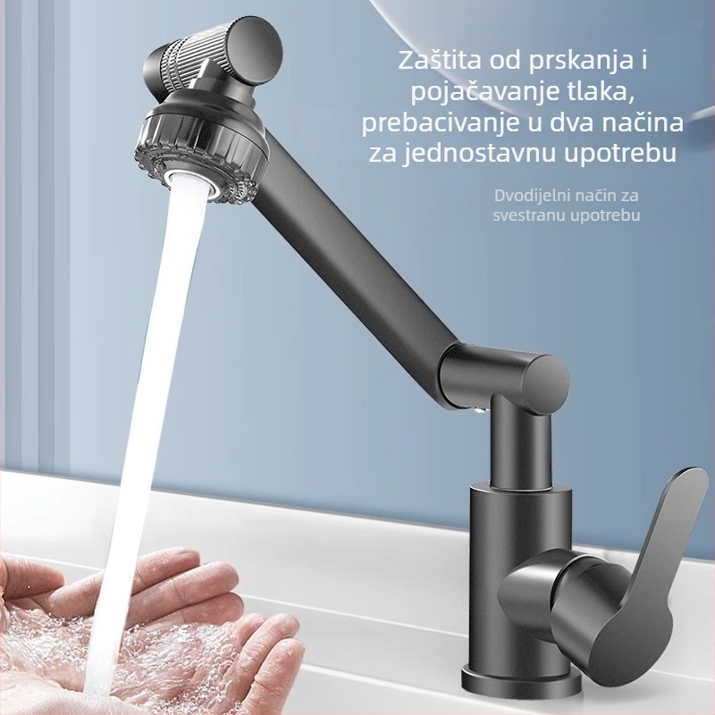 Slavina od nehrđajućeg čelika za umivaonik s keramičkim disk ventilom, moderni dizajn, 20 mm ulaz/izlaz, ugradnja ključem