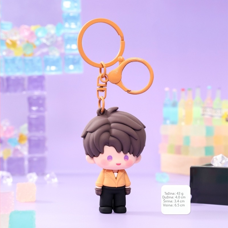 Privjesak za ključeve iz serije Yiyou Love, slatke PVC figure Xiaoyu i Xiaoche za školsku torbu