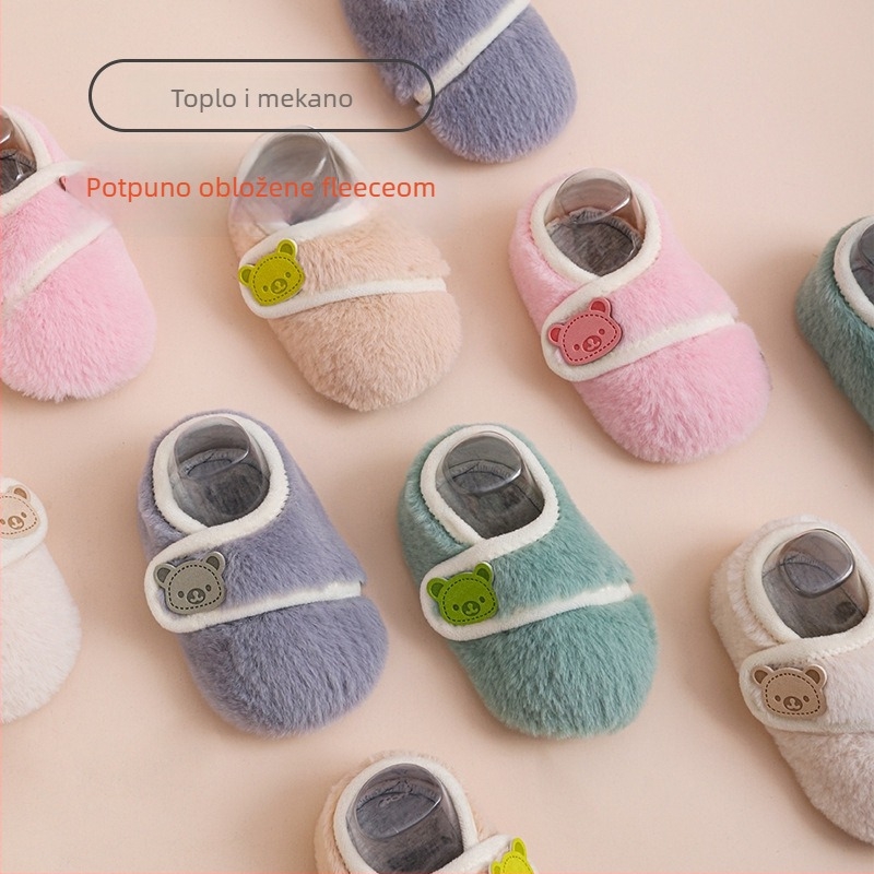 Dječje podne čarape za hodanje protuklizna mekana potplata gornji materijal koralni flis/polar flis umjetna zajčja krzna niski kroj zatvarač Velcro
