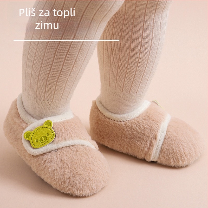 Dječje podne čarape za hodanje protuklizna mekana potplata gornji materijal koralni flis/polar flis umjetna zajčja krzna niski kroj zatvarač Velcro