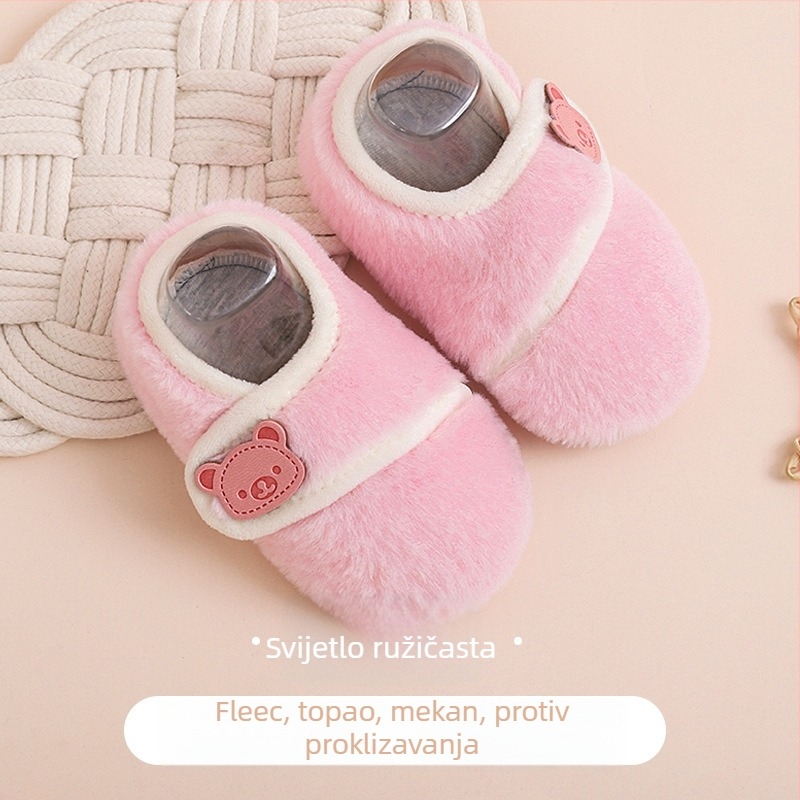 Dječje podne čarape za hodanje protuklizna mekana potplata gornji materijal koralni flis/polar flis umjetna zajčja krzna niski kroj zatvarač Velcro