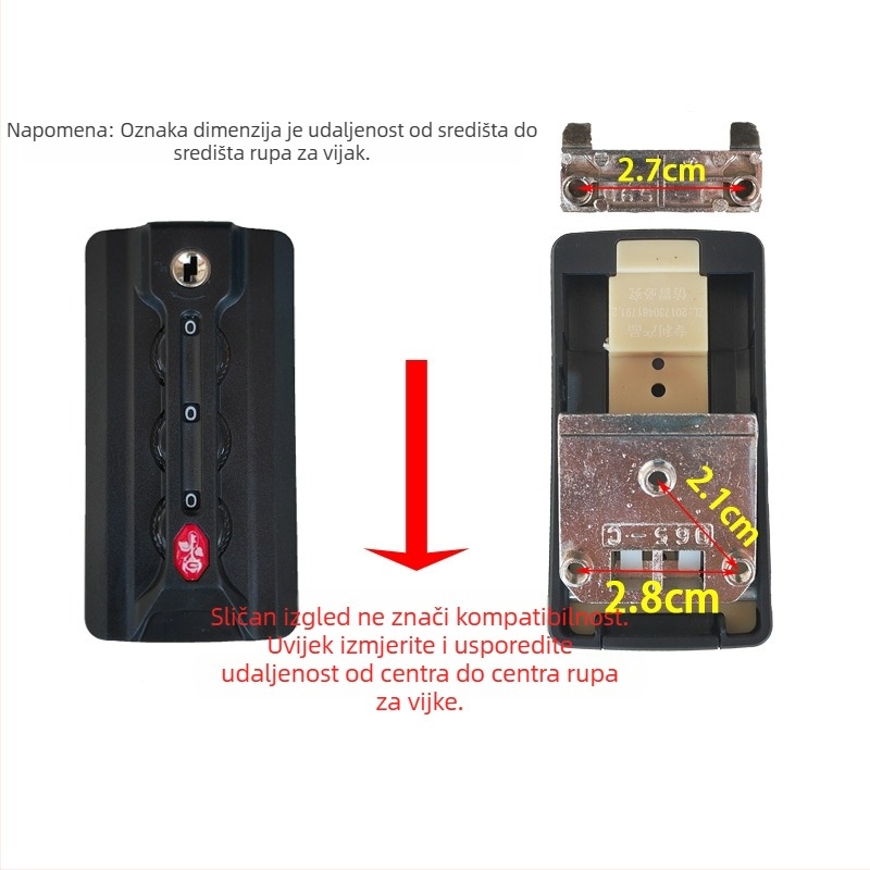 Brava za prtljagu s kodom – ABS materijal, uzor Ruža ključ, TSA-kompatibilan