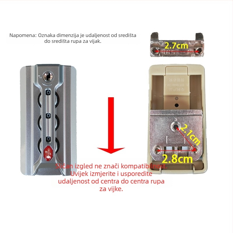 Brava za prtljagu s kodom – ABS materijal, uzor Ruža ključ, TSA-kompatibilan