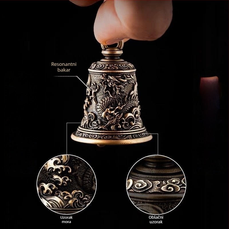Ključni lanac Dragon Roar Bell — bakreni materijal, jesen 2024 izlaz, kineski trend auto ukrasi, umjetnički vintage stil