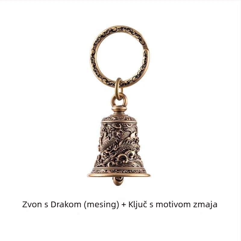 Ključni lanac Dragon Roar Bell — bakreni materijal, jesen 2024 izlaz, kineski trend auto ukrasi, umjetnički vintage stil