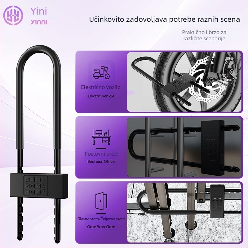 Digitalna brava s lozinkom, U-oblik brava (Materijal: ABS i cinkov spoj; Model GS205; Namijenjeno kućnoj uporabi)