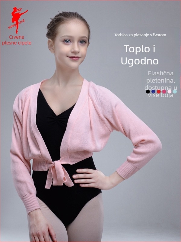 Baletno odijelo za djecu, cardigan s čvorom, dugi rukavi, akrilna smjesa 80%