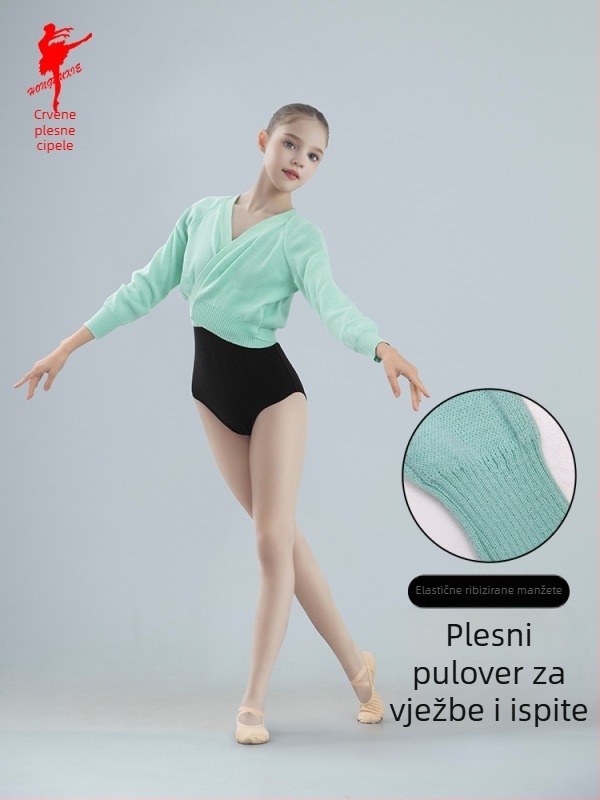 Baletno odijelo za djecu, cardigan s čvorom, dugi rukavi, akrilna smjesa 80%