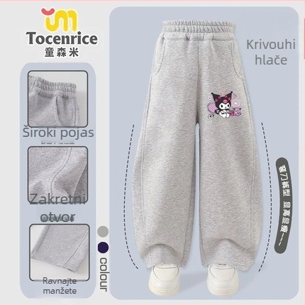 Dječje hlače od korduroja s krznom zeca, tema My Melody i Kuromi, korejski stil, proljeće 2025, uzrast 3–8 godina.