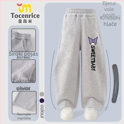 Dječje hlače od korduroja s krznom zeca, tema My Melody i Kuromi, korejski stil, proljeće 2025, uzrast 3–8 godina.