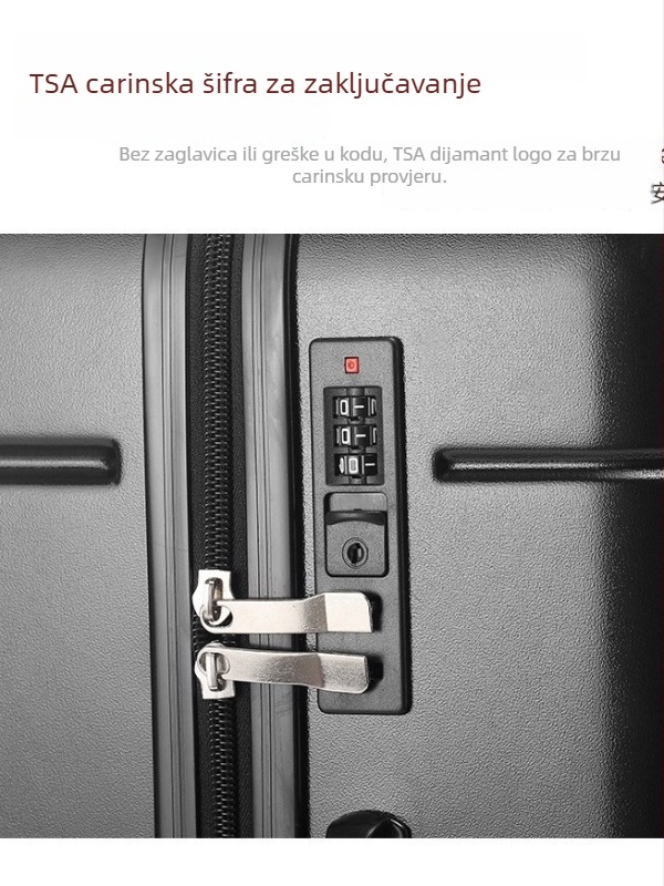 ABS+PC putnički kofer — četvero-dijelni komplet velikog kapaciteta, zatvarač, TSA kombinacijski zaključavanje, univerzalni kotačići, težina 3,3 kg