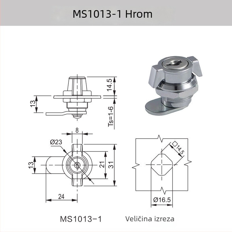 Toggle zaključavanje za razvodne kutije - cinkova legura, model MS1013-1 / MS1013-1A, DELER, pogodno za razvodne kutije i električne ormariće