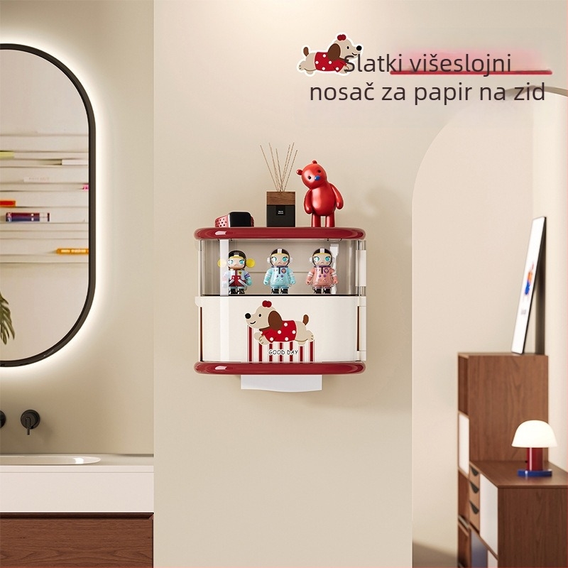 Plastična kutija za maramice s zidnom montažom, vodootporna, s prostorom za ručnike u kupaonici
