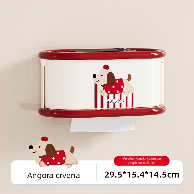Plastična kutija za maramice s zidnom montažom, vodootporna, s prostorom za ručnike u kupaonici