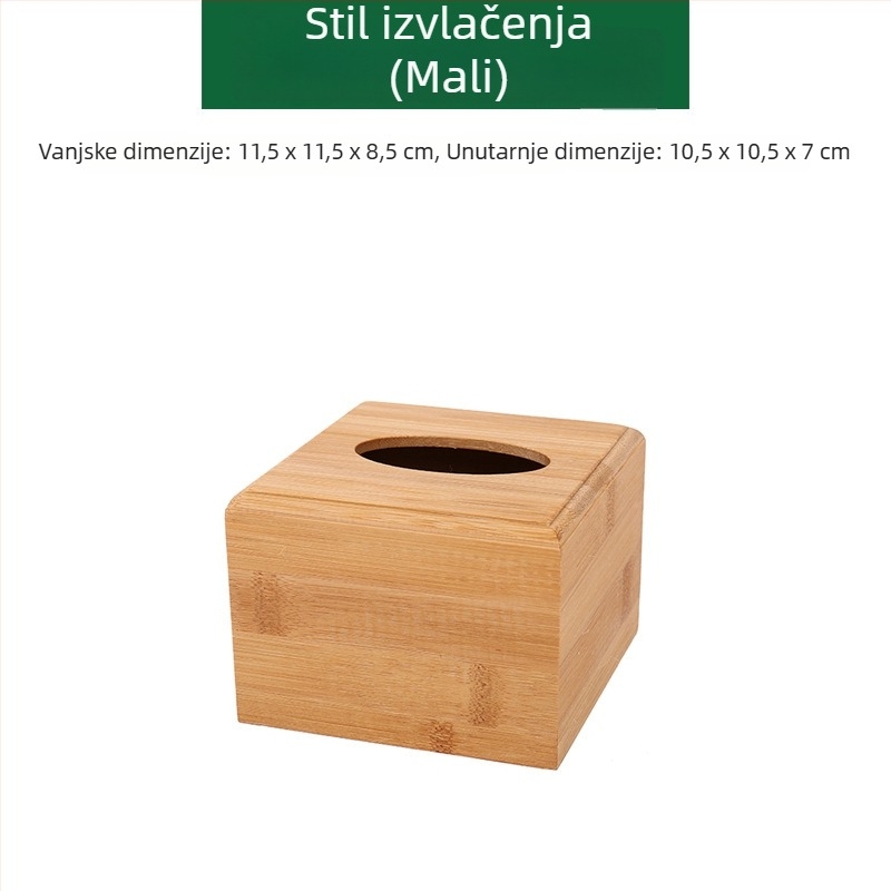Bambus kutija za maramice s logom – model 001, prilagodljiva, višestruka primjena, moderni minimalistički stil, pogodna za hotele i restorane
