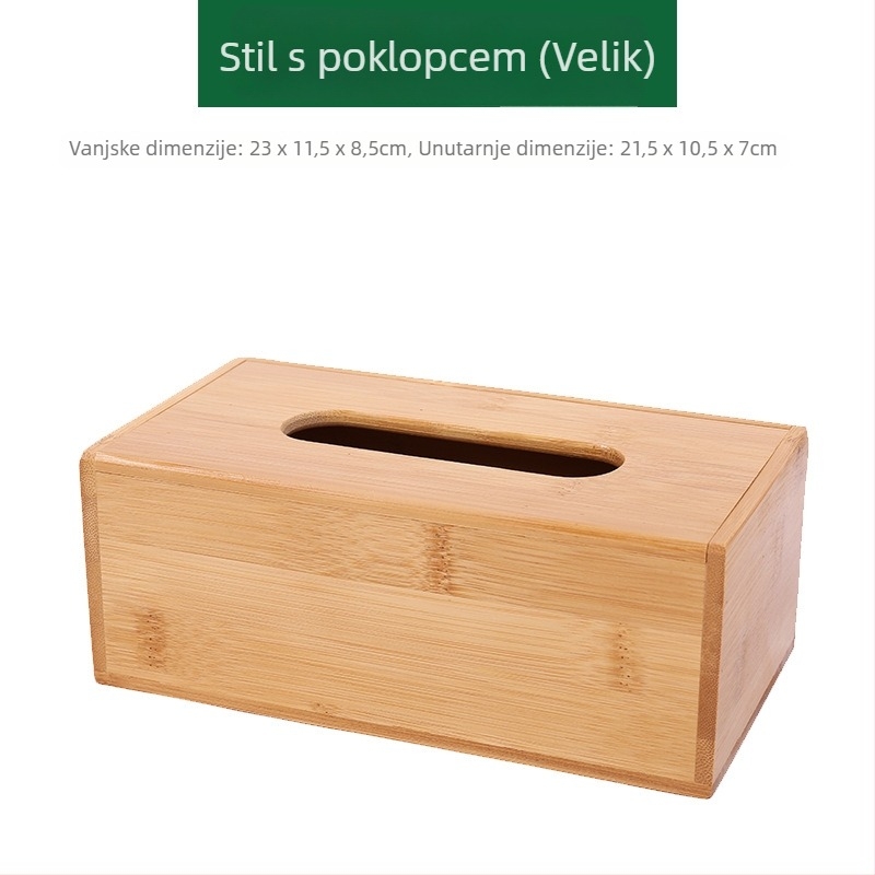 Bambus kutija za maramice s logom – model 001, prilagodljiva, višestruka primjena, moderni minimalistički stil, pogodna za hotele i restorane