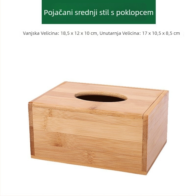 Bambus kutija za maramice s logom – model 001, prilagodljiva, višestruka primjena, moderni minimalistički stil, pogodna za hotele i restorane
