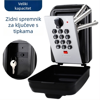 Kutija za ključeve s numeričkom lozinkom, metalna (aluminijska legura/ABS/cinkova legura), model 8109 (gumb), vanjska uporaba, za dekoraciju i gradilište, kućno skladištenje