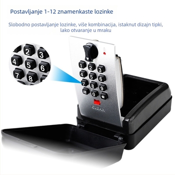 Kutija za ključeve s numeričkom lozinkom, metalna (aluminijska legura/ABS/cinkova legura), model 8109 (gumb), vanjska uporaba, za dekoraciju i gradilište, kućno skladištenje