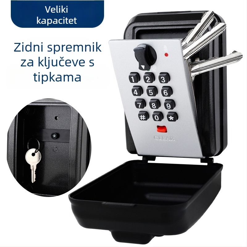 Kutija za ključeve s numeričkom lozinkom, metalna (aluminijska legura/ABS/cinkova legura), model 8109 (gumb), vanjska uporaba, za dekoraciju i gradilište, kućno skladištenje
