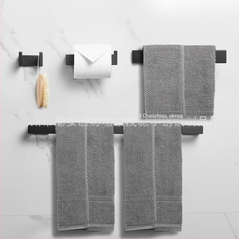 Set za kupaonu od nehrđajućeg čelika 304 s premazom sprejem; uključuje držač za ručnike, vješalicu i držač za rolu toaletnog papira; Maochi; moderan minimalistički stil; setovi 2–6+ komada