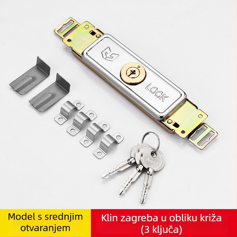 Brava za rolete vrata, nehrđajući čelik, pravokutni rotacijski zatvarač, model TJ0918J003, za ulazna vrata, s ključem