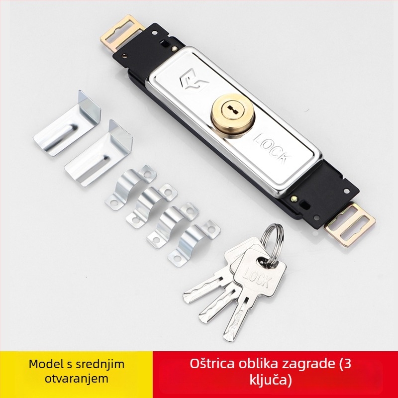 Brava za rolete vrata, nehrđajući čelik, pravokutni rotacijski zatvarač, model TJ0918J003, za ulazna vrata, s ključem