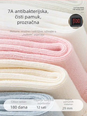 Dječje čarape srednje duljine, jedne boje, žakard, prozračne, 96,5% pamuk