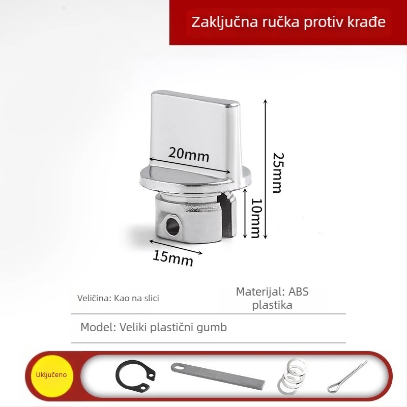 Zamka protiv provale s unutarnjim okretljivim gumbom, ručica od nehrđajućeg čelika za ulazna vrata, konvencionalni model, za vrata, moderni minimalistički stil
