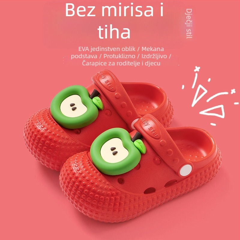 Bramiller Crocs stil dječje sandale za djecu i predškolce (1–6 godina), EVA gornji dio i EVA đon, voćni uzorak, prozračne protuklizne unutarnje papuče