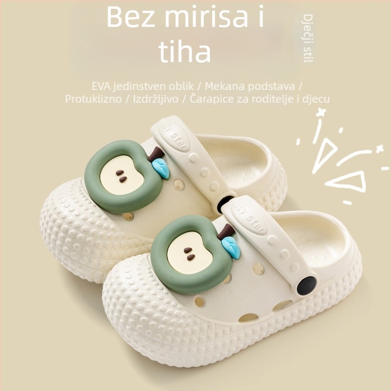 Bramiller Crocs stil dječje sandale za djecu i predškolce (1–6 godina), EVA gornji dio i EVA đon, voćni uzorak, prozračne protuklizne unutarnje papuče