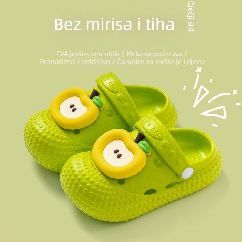 Bramiller Crocs stil dječje sandale za djecu i predškolce (1–6 godina), EVA gornji dio i EVA đon, voćni uzorak, prozračne protuklizne unutarnje papuče