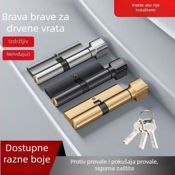 Cilindar za zaključavanje vrata za drvena unutarnja vrata, kuglični tip zaključavanja, konstrukcija s aluminijsko bakrenom prevlakom