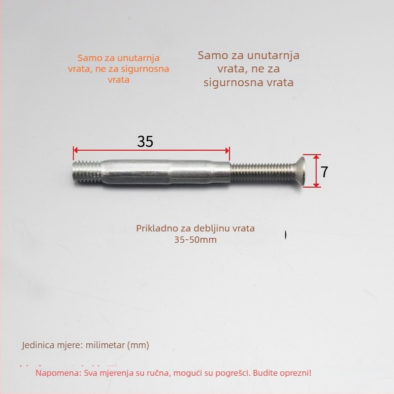 Vijci kućišta brave, nehrđajući čelik, ball-lock, unutarnja montaža