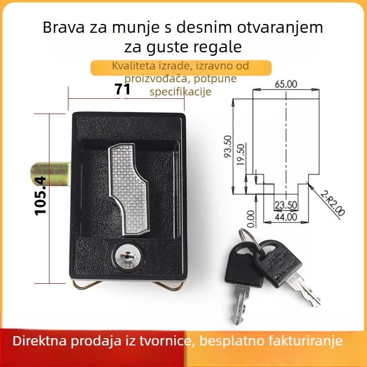 Brava za ormarić Flash Lock – Željezna, Ugradna kvaka-ključavica za ormariće (Model: Flash Lock; Materijal: Željezo; Ugradnja: Ugradnja; S ključem)