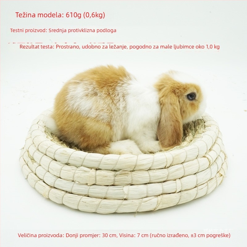 Ručno pleteno gnijezdo od trave za mala kućna ljubimca – sklonište za kuniće, glodavce, činčile, ježeve – Materijal: svila cvijeta