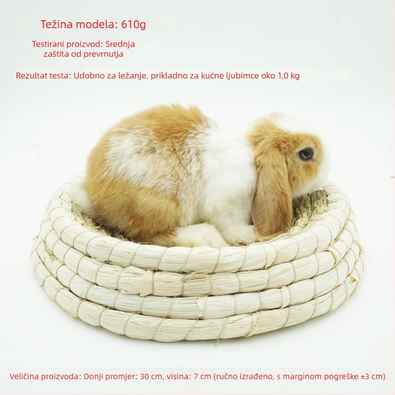 Ručno pleteno gnijezdo od trave za mala kućna ljubimca – sklonište za kuniće, glodavce, činčile, ježeve – Materijal: svila cvijeta