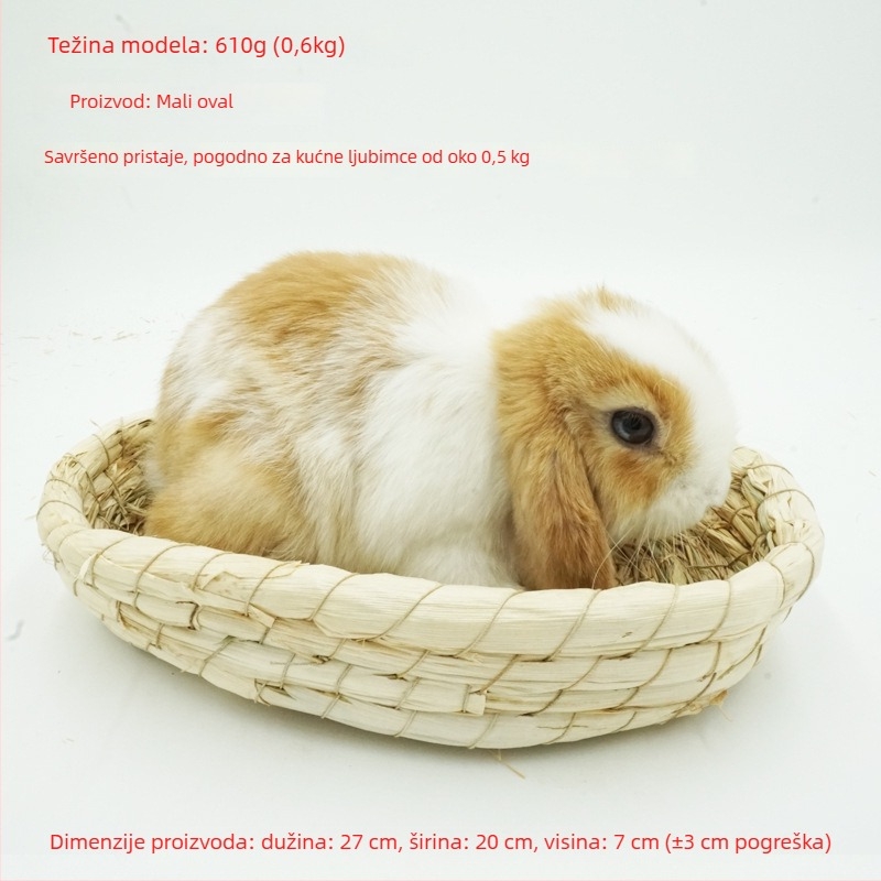 Ručno pleteno gnijezdo od trave za mala kućna ljubimca – sklonište za kuniće, glodavce, činčile, ježeve – Materijal: svila cvijeta