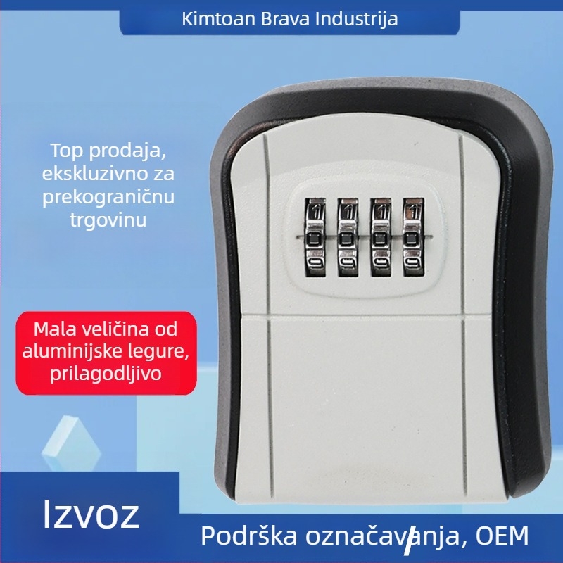 Zidna kutija za ključeve s lozinkom, aluminijska legura, model 09, moderni minimalistički stil, Golden Point Tuan
