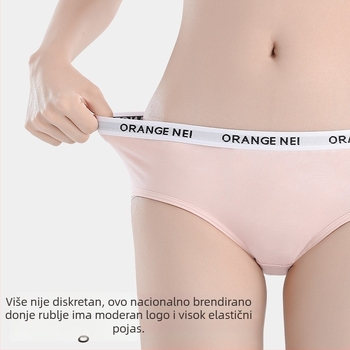 Orange žensko pamučno donje rublje, prozračno pleteno, srednja visina struka, podstava u preponama od Mulberry svile