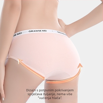 Orange žensko pamučno donje rublje, prozračno pleteno, srednja visina struka, podstava u preponama od Mulberry svile