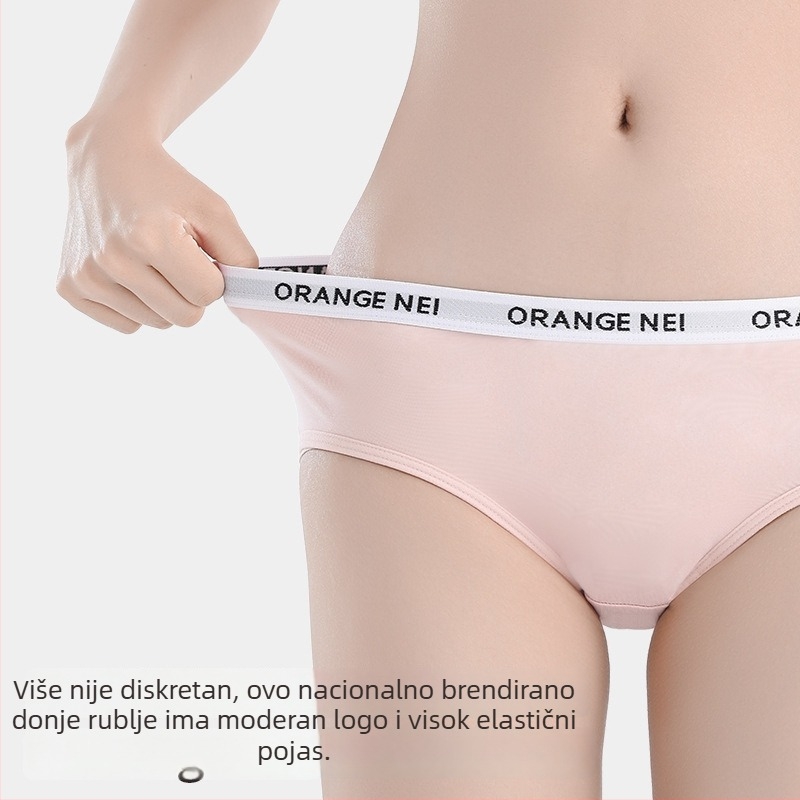 Orange žensko pamučno donje rublje, prozračno pleteno, srednja visina struka, podstava u preponama od Mulberry svile