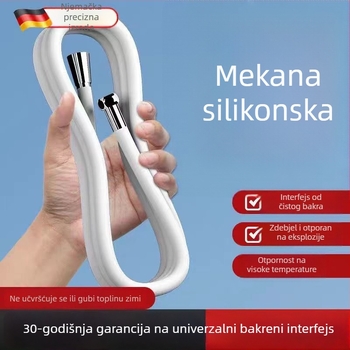 Silikonski vodovodni crijevo za tuš i perilicu rublja, unutarnje pletenje, 20 MPa, otporno na eksplozije, instalacija u 4 točke