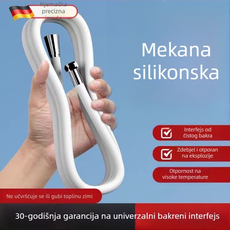 Silikonski vodovodni crijevo za tuš i perilicu rublja, unutarnje pletenje, 20 MPa, otporno na eksplozije, instalacija u 4 točke
