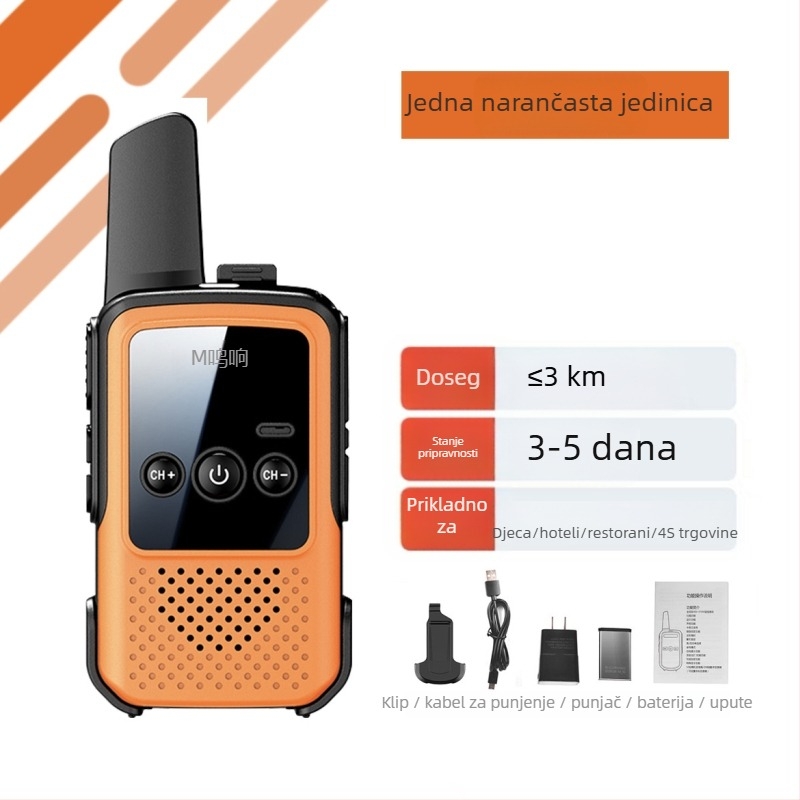 Prijenosni walkie-talkie – mini, dug domet 5–10 km, 400–470 MHz, 16 kanala, izlazna snaga 5 W