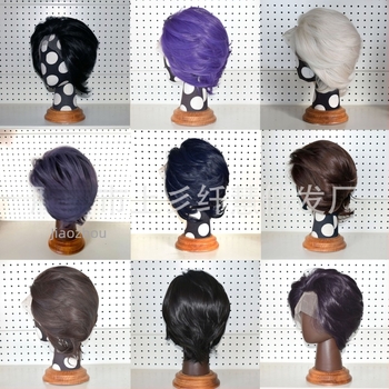 Cosplay wig s prednjom čipkom, kratka kosa, vlakna otporna na toplinu, ručno pleteni prednji dio