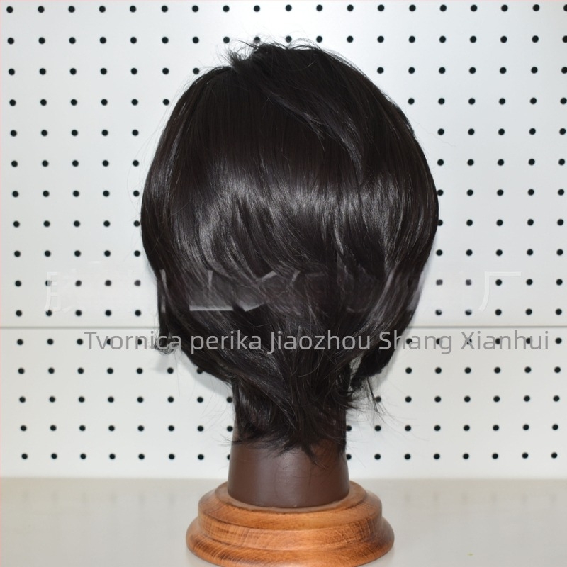 Cosplay wig s prednjom čipkom, kratka kosa, vlakna otporna na toplinu, ručno pleteni prednji dio
