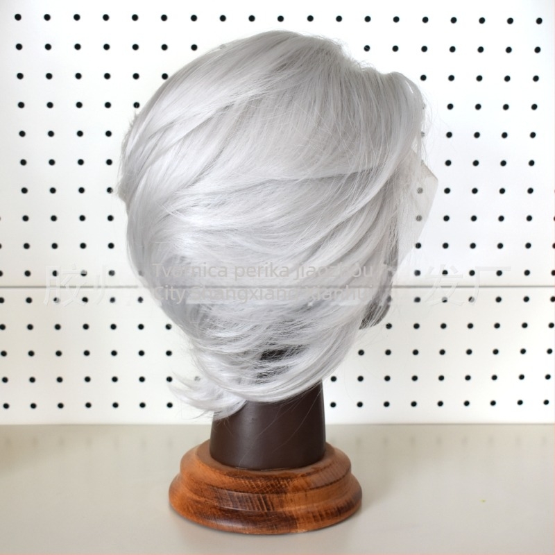 Cosplay wig s prednjom čipkom, kratka kosa, vlakna otporna na toplinu, ručno pleteni prednji dio